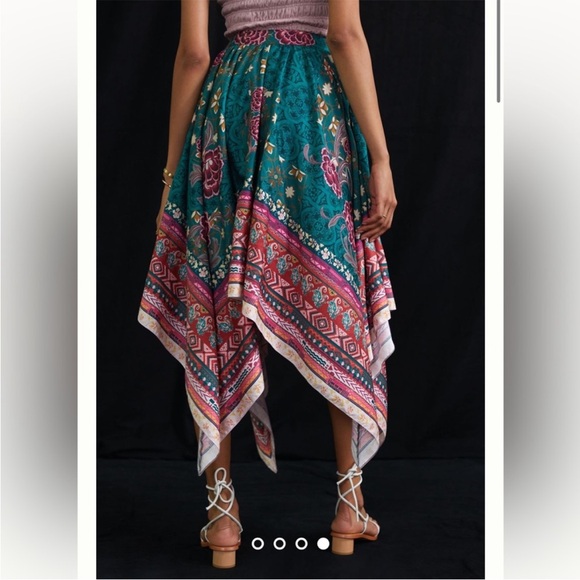 Anthropologie Dresses & Skirts - ▪️Anthropologie Geisha Designs Abstract Satin Maxi Scarf Boho Print Skirt Rare